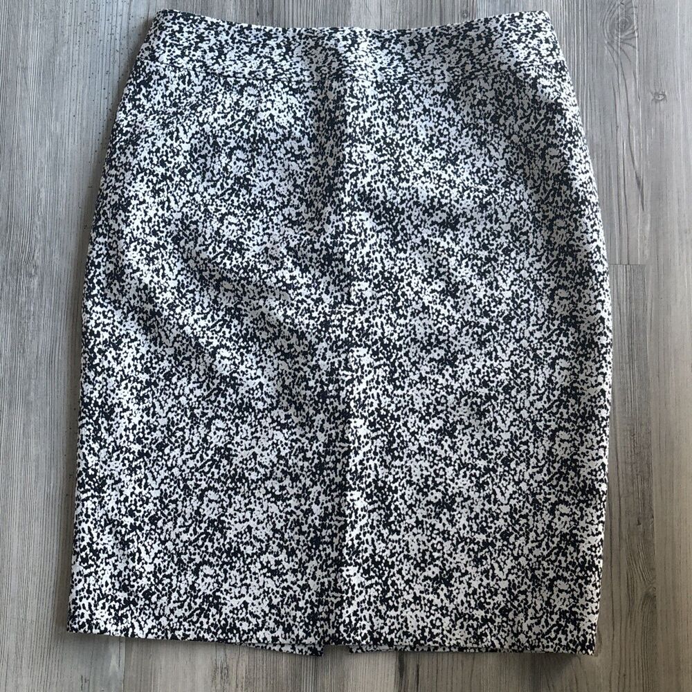 Vintage Banana Republic Black And White Speckled Cotton Pencil Skirt Size 6